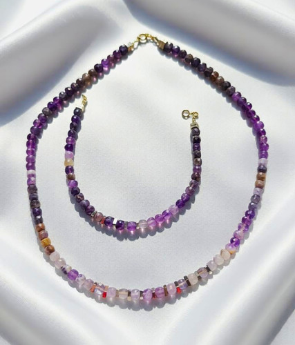 Amethyst perlenkette gold - amethyst,